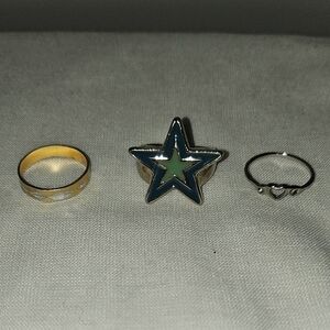 Heart & Star Ring Set Bands 3 Rings Size 6